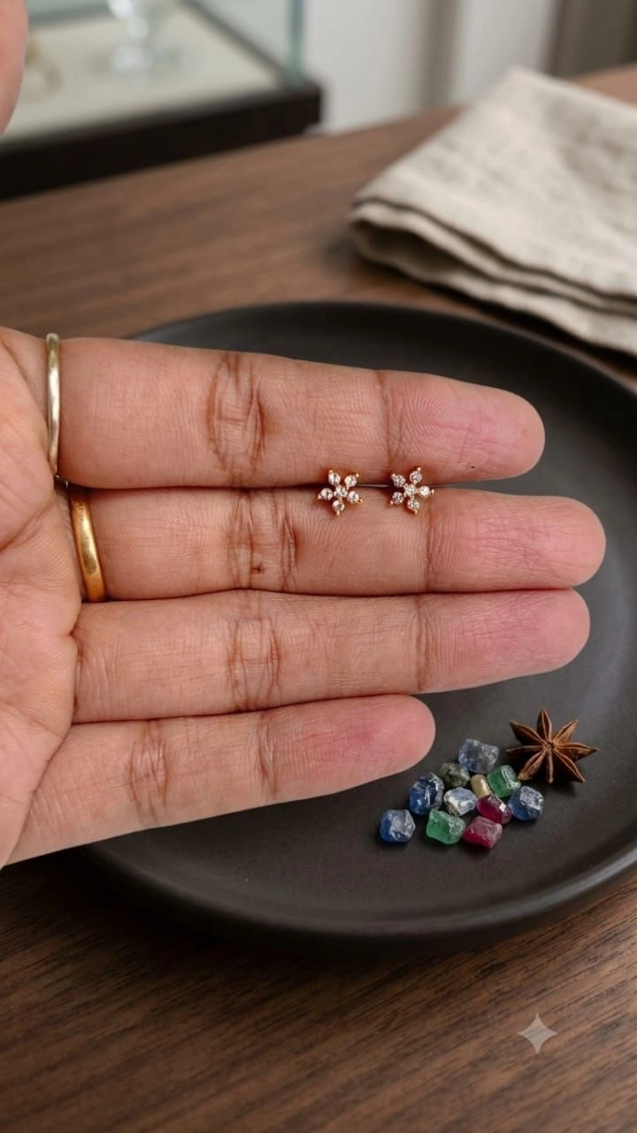 5 petal star ball back earrings
