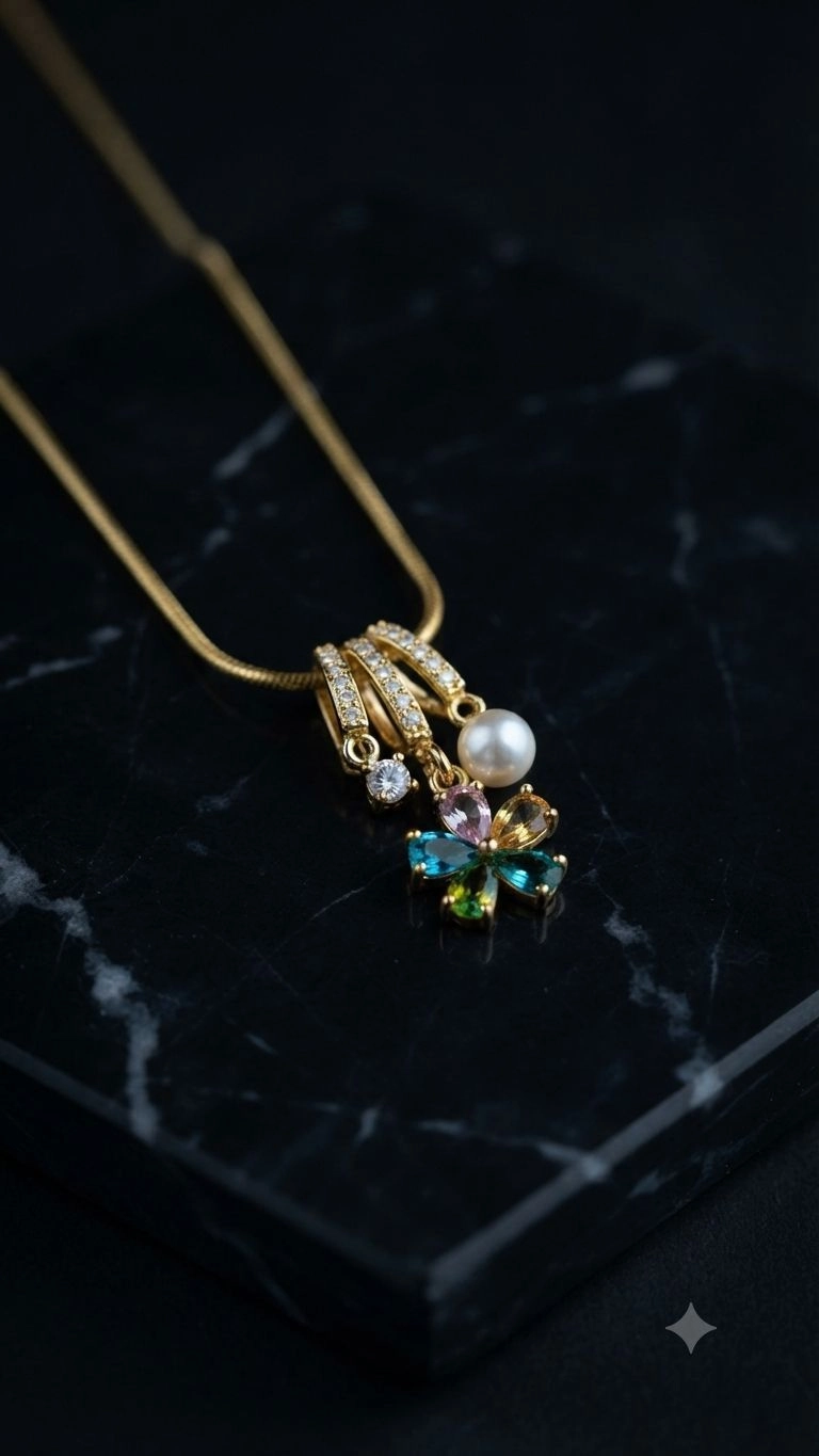 Multicolour charm flower necklace