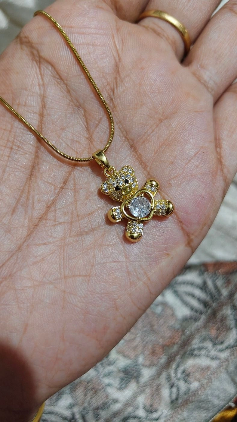 Bear with heart necklace