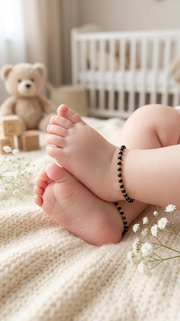 Gold plated simple karimani kids Anklets