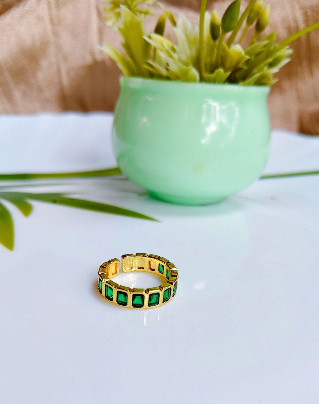 Green stone adjustable ring 1
