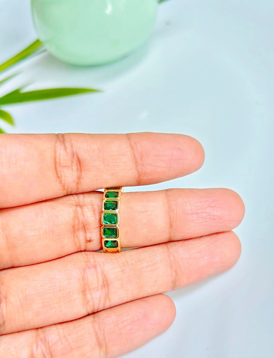 Green stone adjustable ring 2