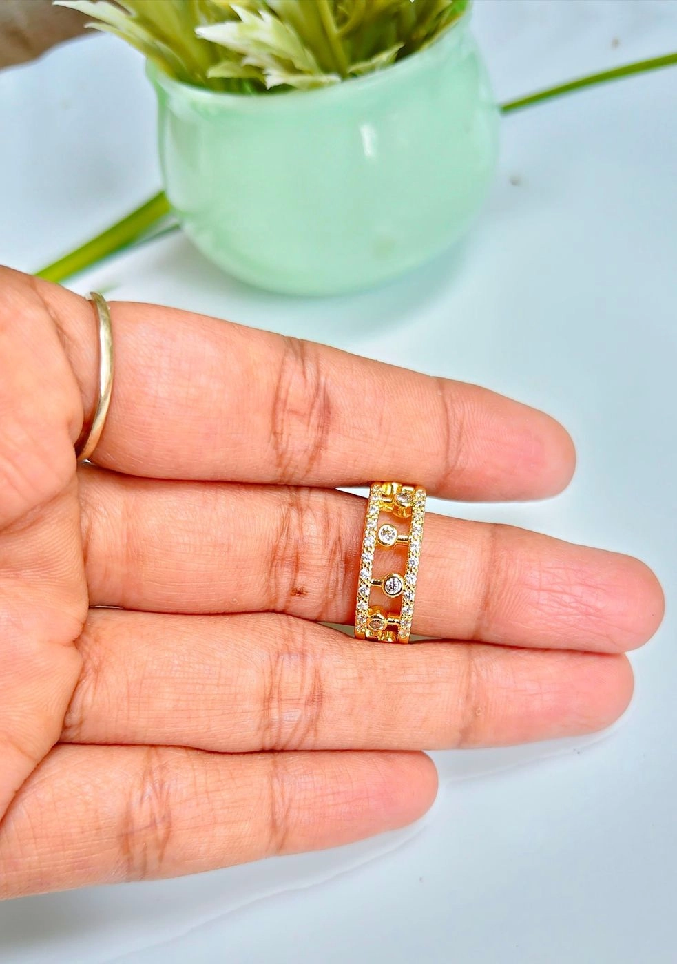 Double layer Stone adjustable ring 2