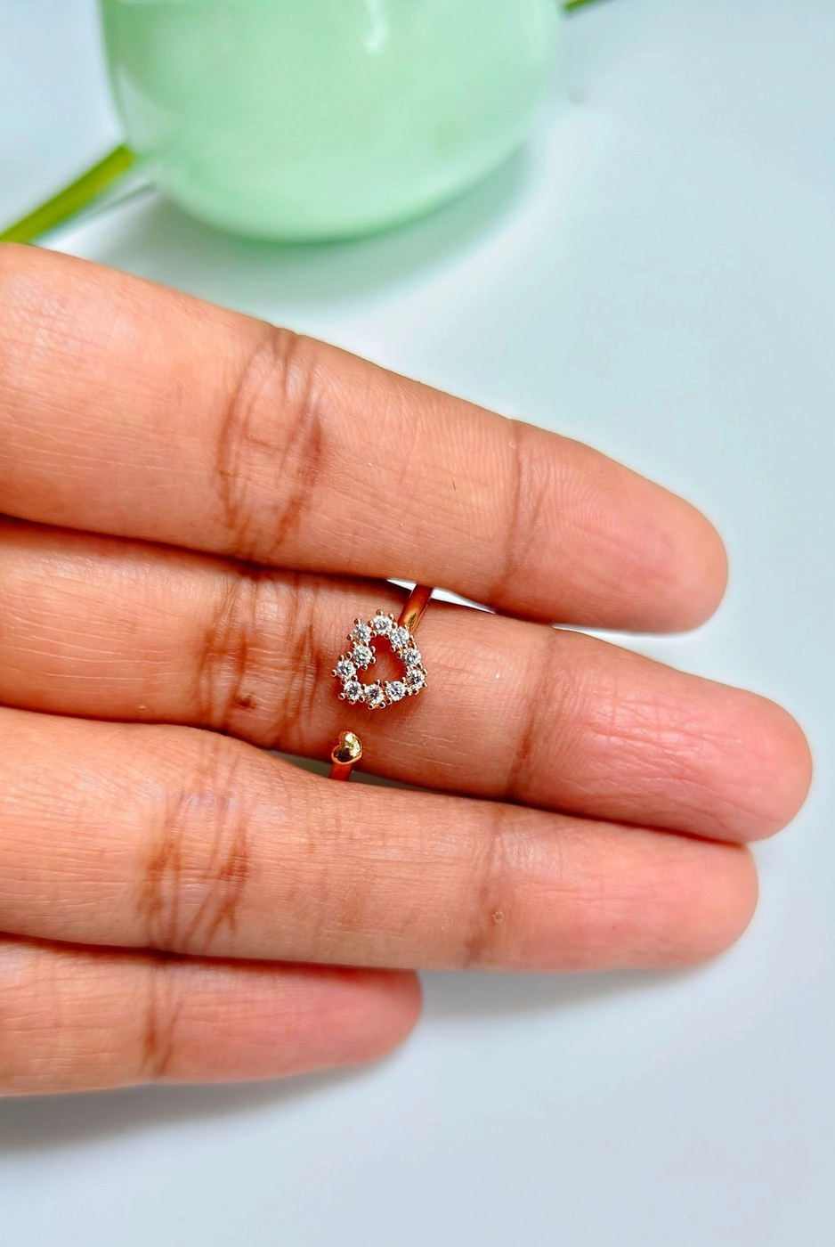 Rose gold open heart adjustable ring 2
