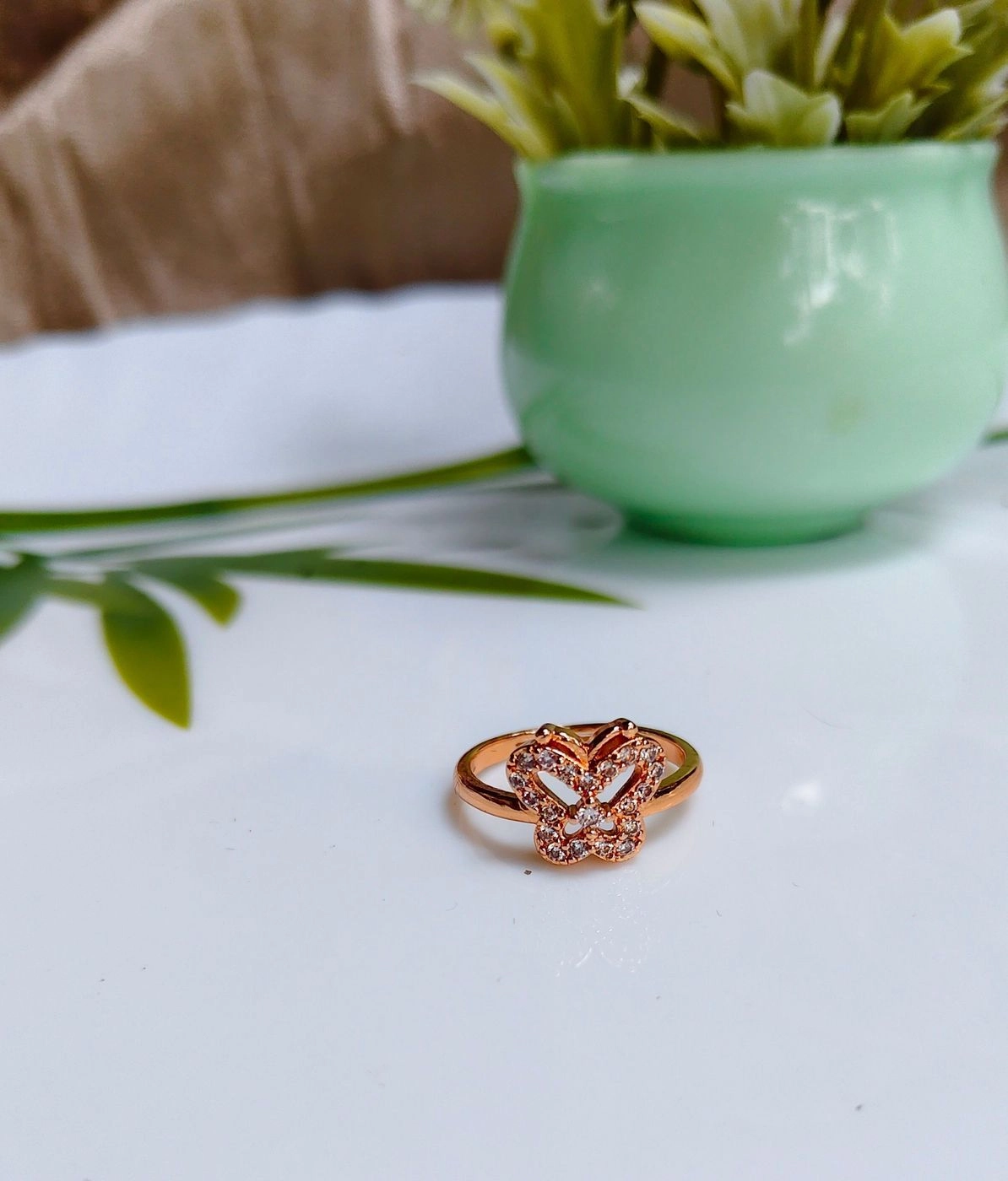 Rose gold Butterfly adjustable ring 1