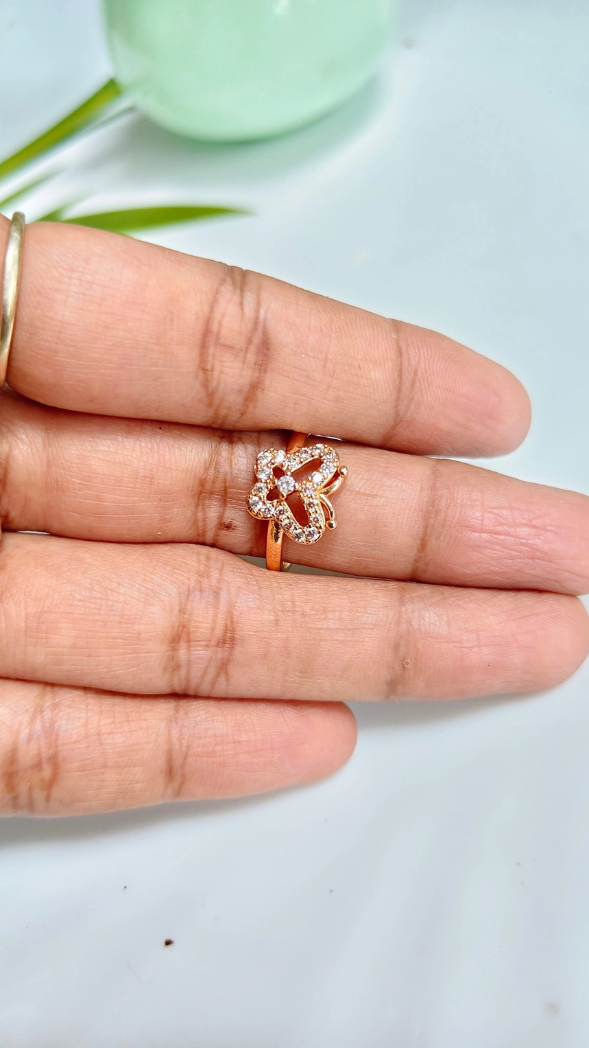 Rose gold Butterfly adjustable ring 2