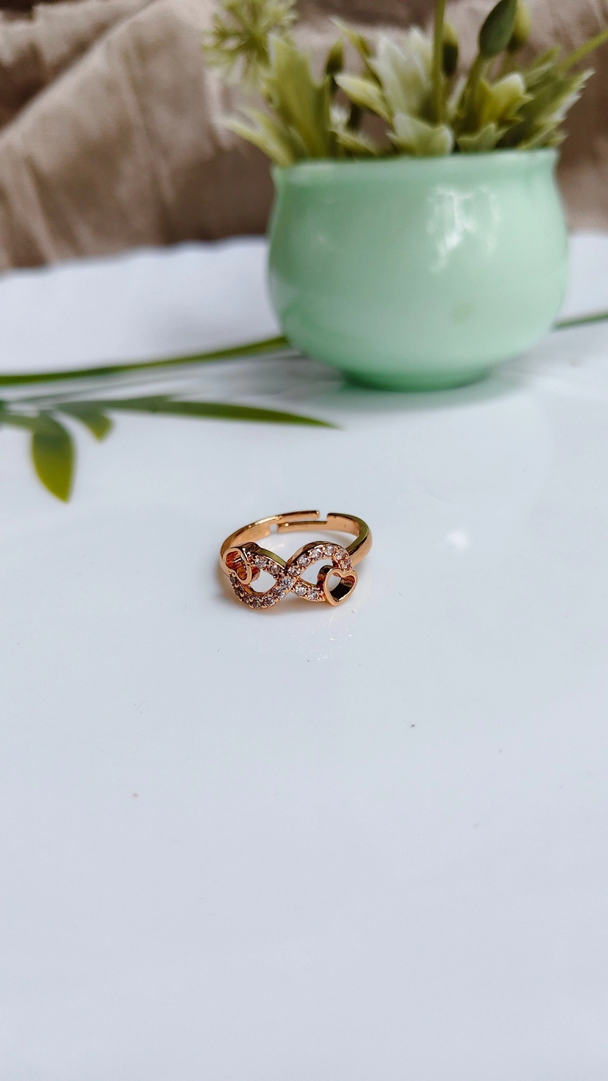 Rose gold infinity with heart adjustable ring 1