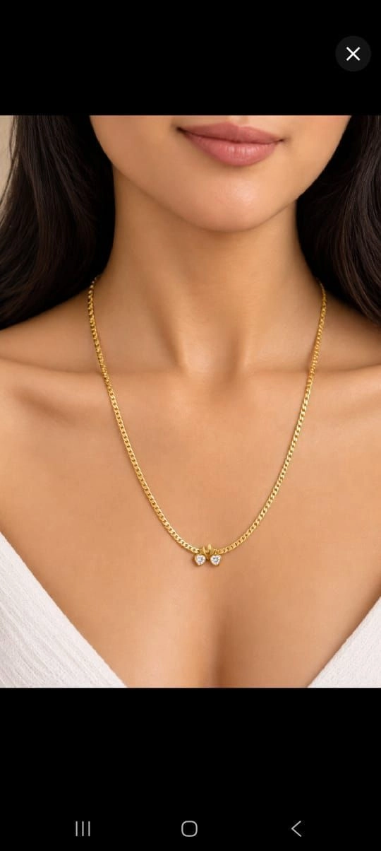 Thick chain 2 stone pentant necklace
