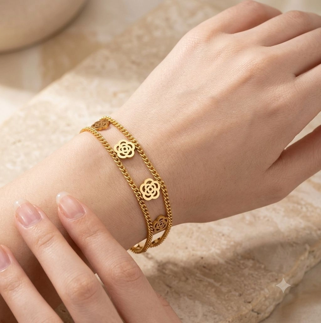 Double layer flower bracelet