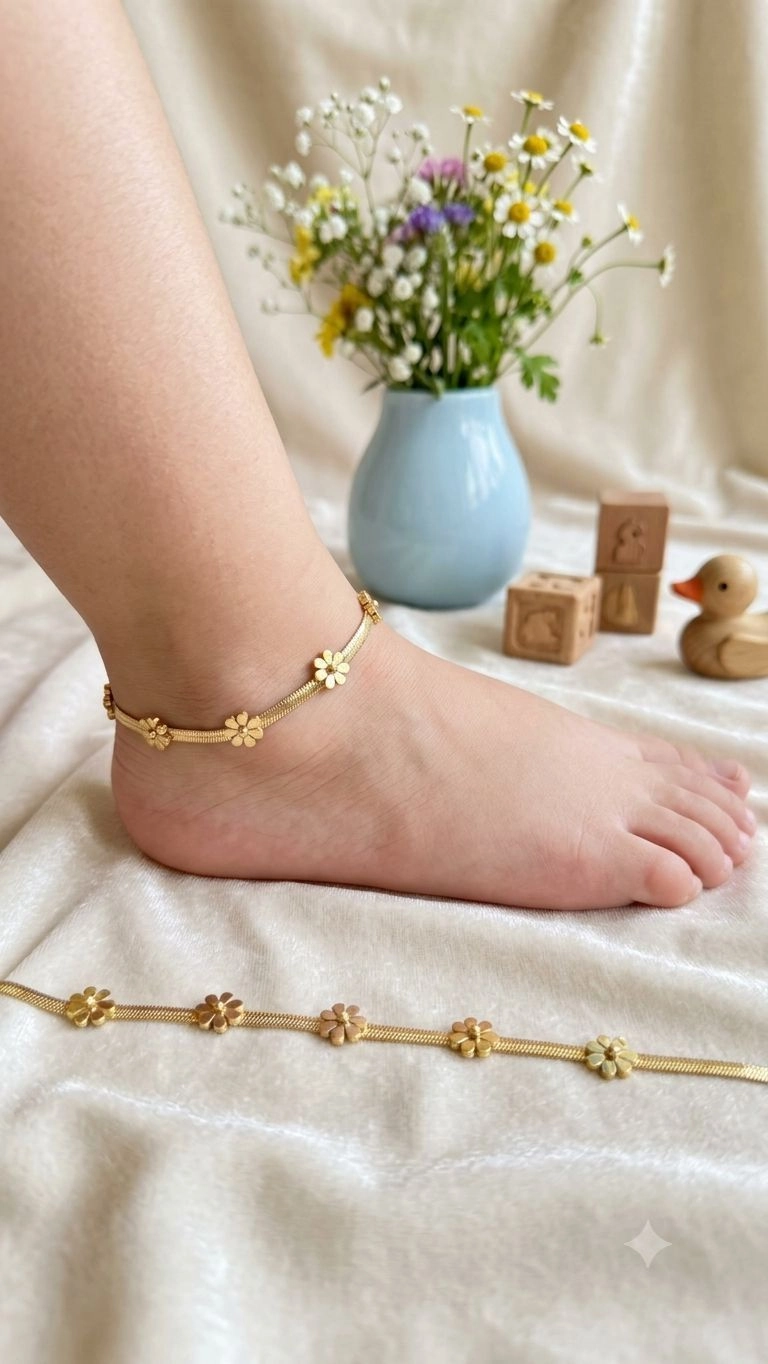 Snake chain with flower kids Anklets