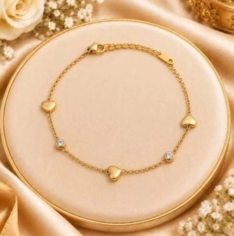 Solid heart and stone bracelet 2