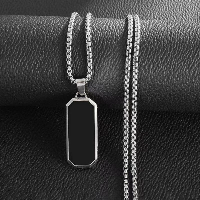 Black pentant silver plated mens chain 2