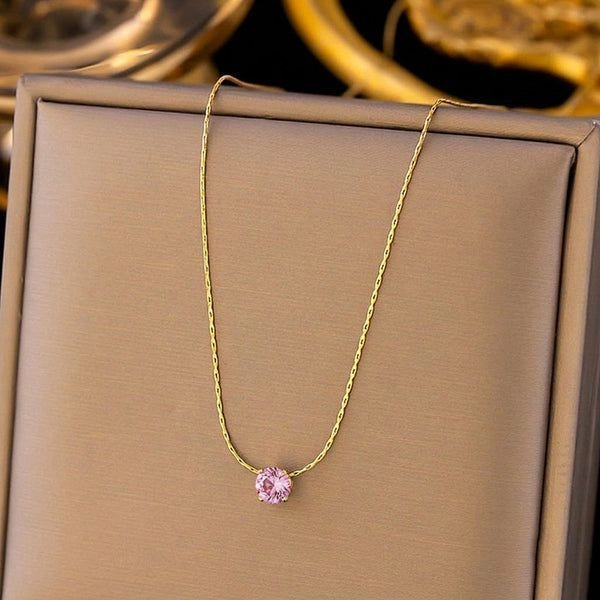 Pink stone necklace 3