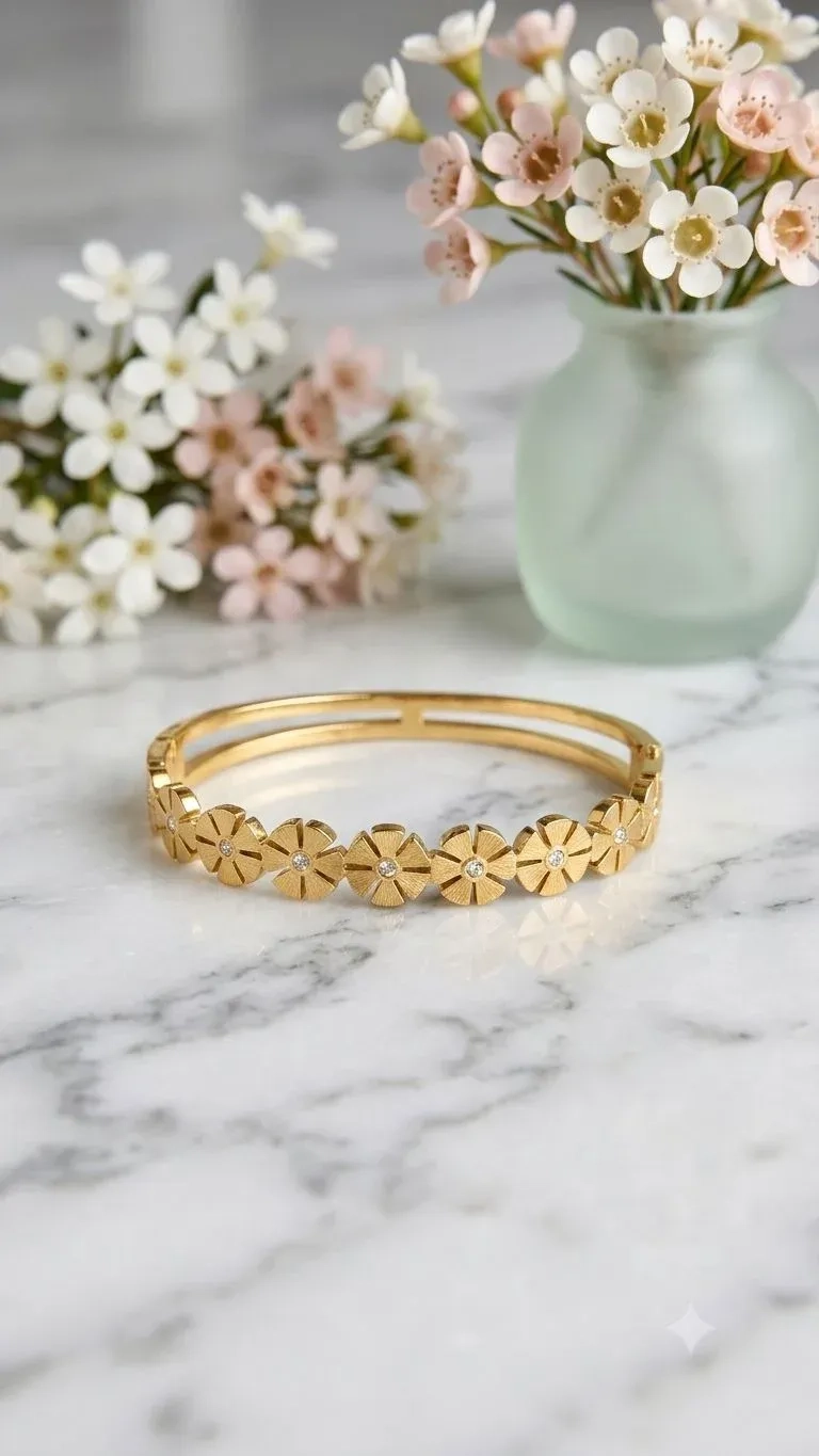 Half floral bangle