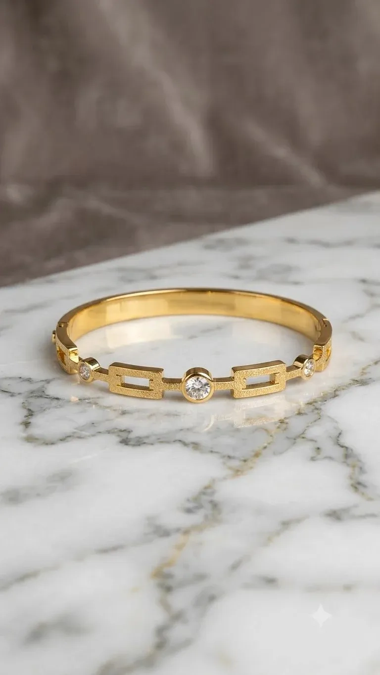 Rectangular and stone bangle