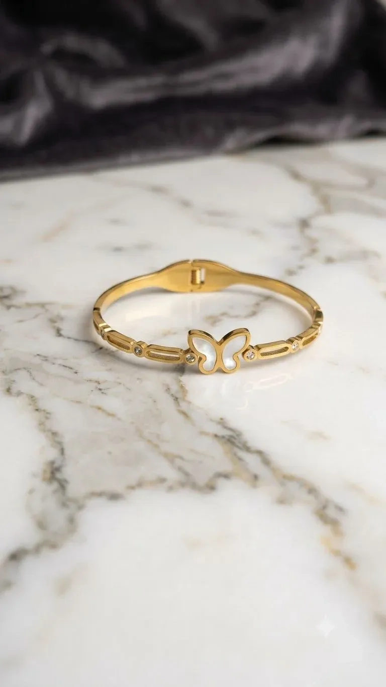 White butterfly bangle