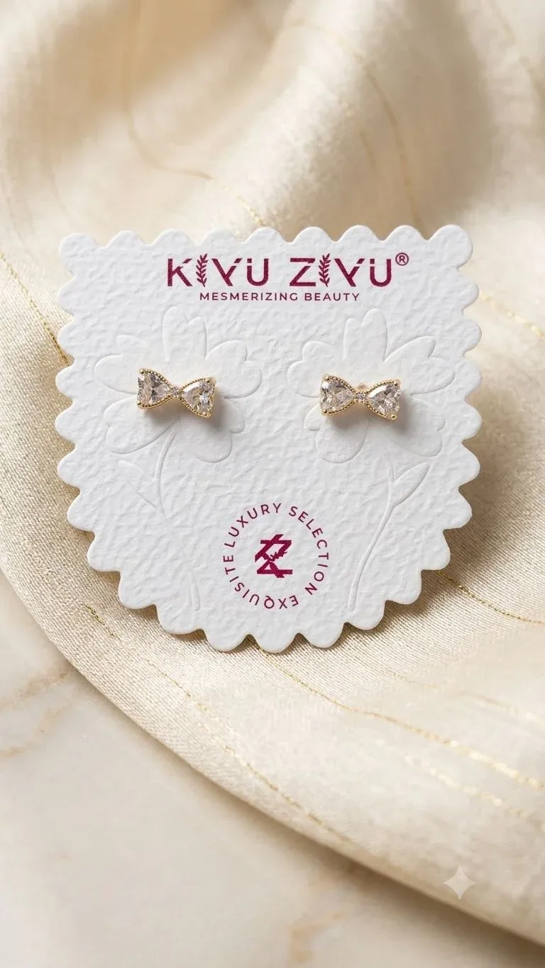 Bow ball back earrings