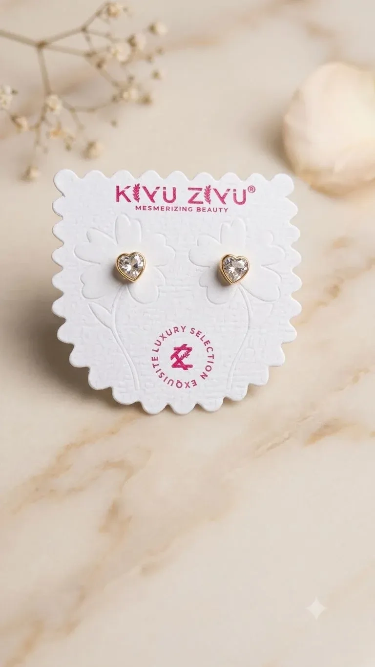 Heart stone ball back earrings