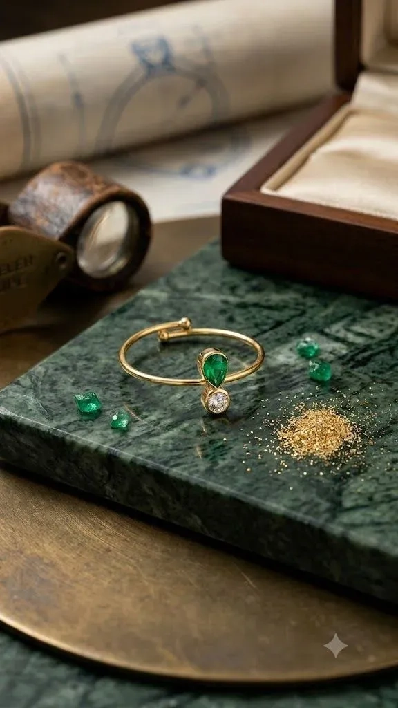 Green and white drop ring 1