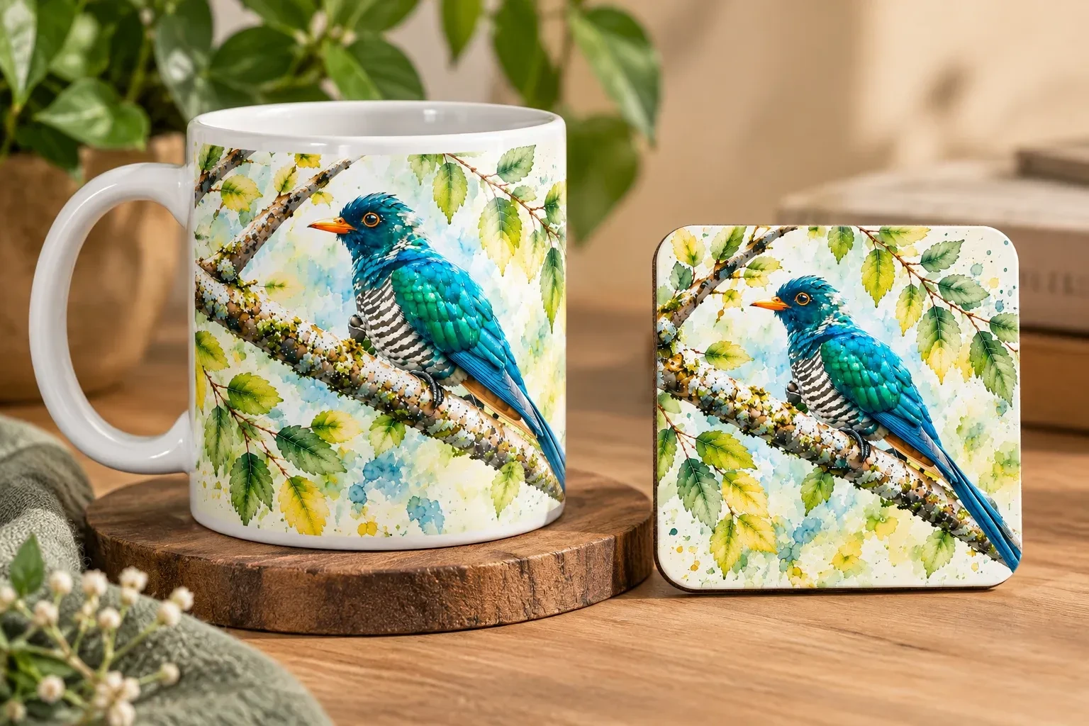 Mug and Coaster Set - Emerald Cuckoo