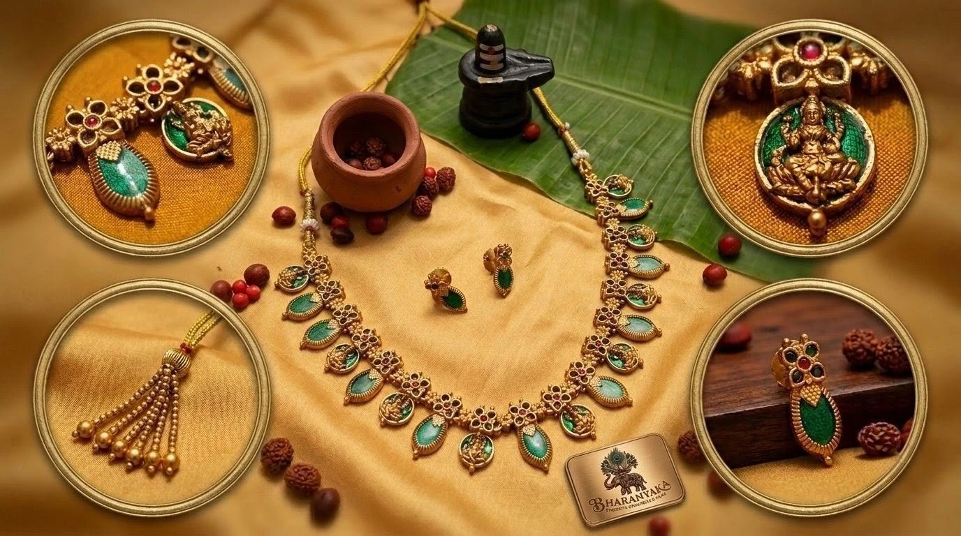Green Stone Traditional Necklace Set 1