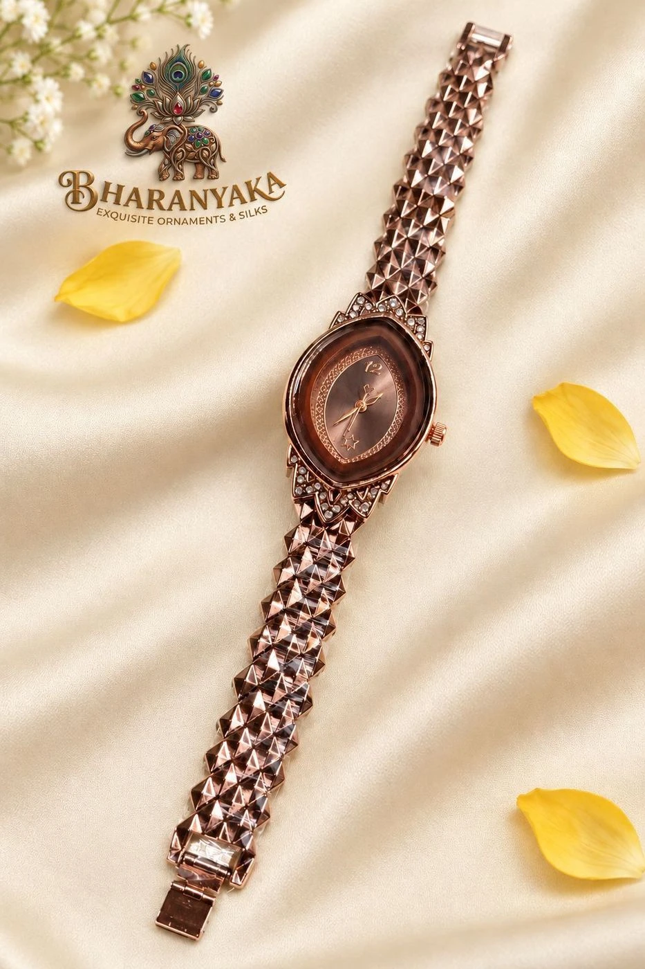 Women's Rose Gold Oval Dial Bracelet Watch 1