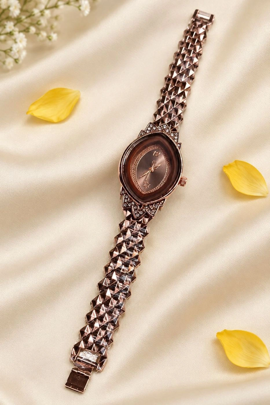 Women's Rose Gold Oval Dial Bracelet Watch 2