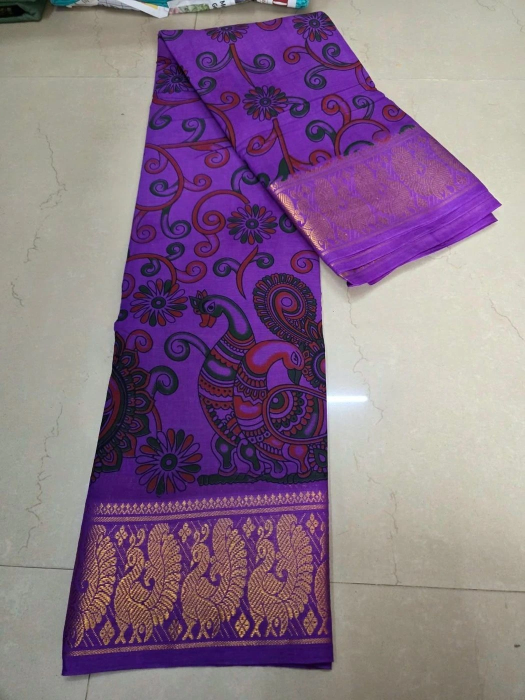 Madurai Sungudi Kalamkari Cotton Saree