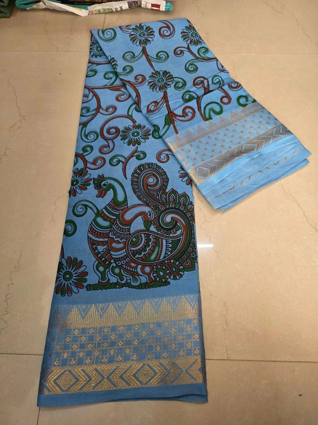 Madurai Sungudi Kalamkari Cotton Saree