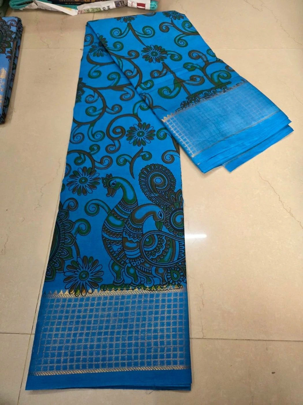 Madurai Sungudi Kalamkari Cotton Saree 4