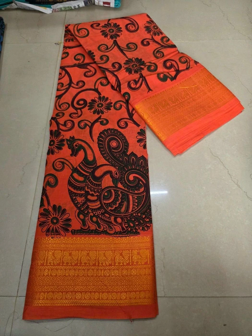 Madurai Sungudi Kalamkari Cotton Saree 5