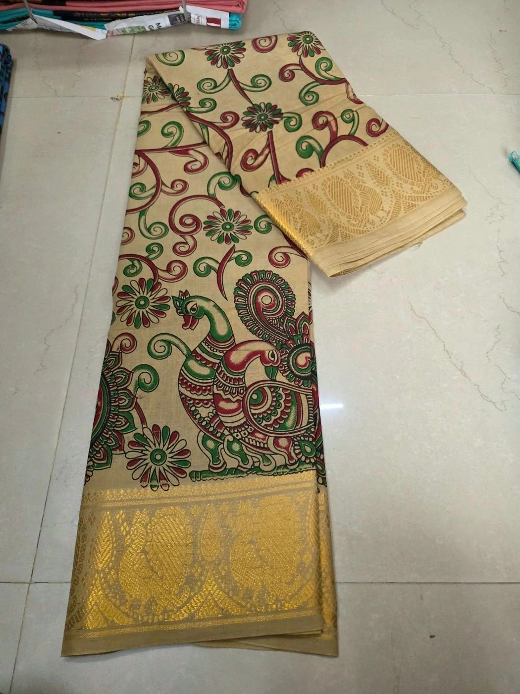 Madurai Sungudi Kalamkari Cotton Saree 6