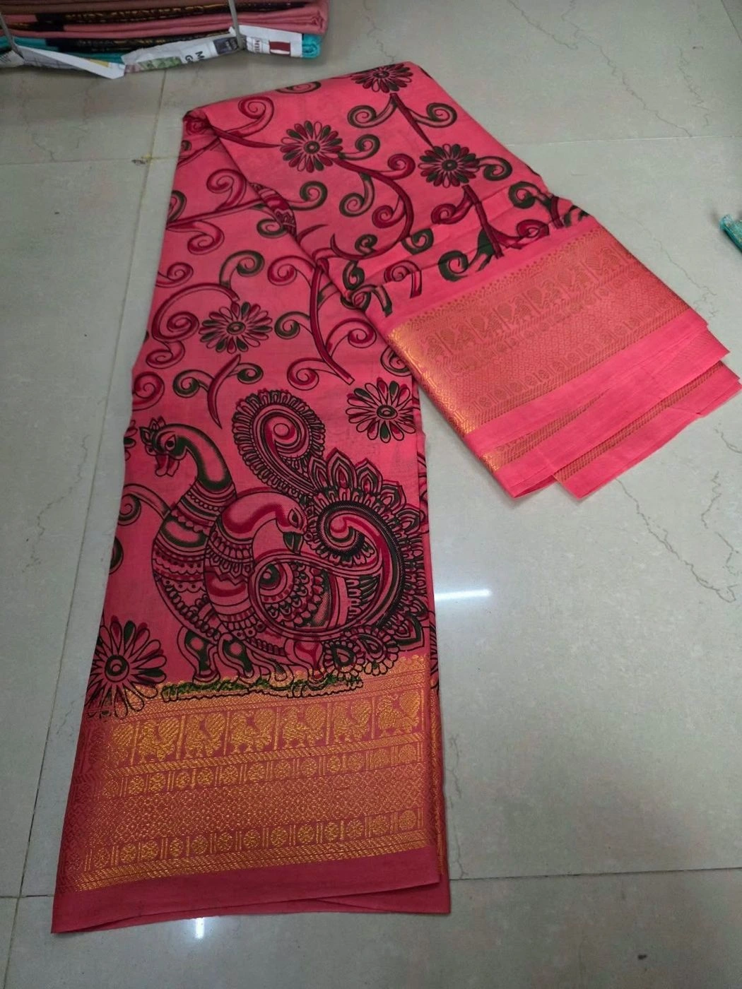 Madurai Sungudi Kalamkari Cotton Saree 9