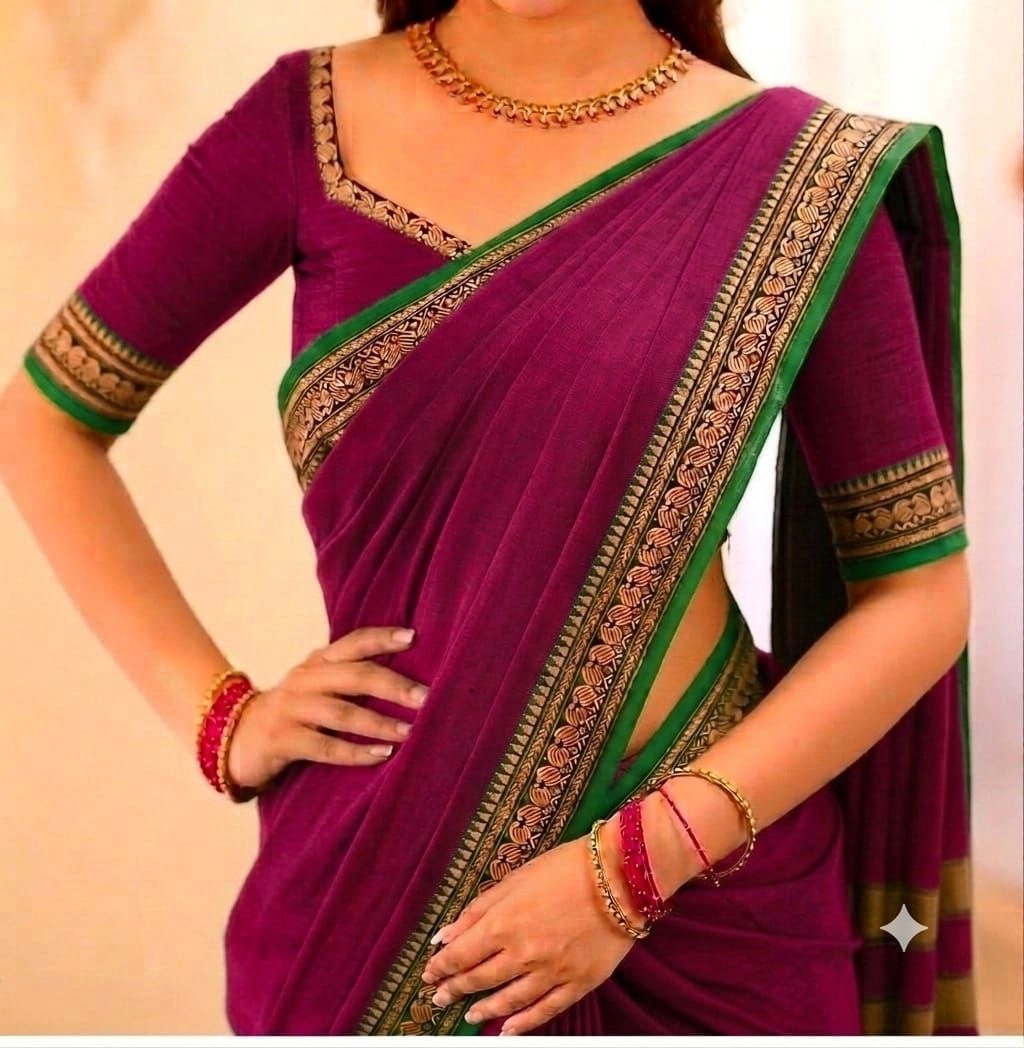Narayanpet kaju Cotton Sarees Wirthblouse 2