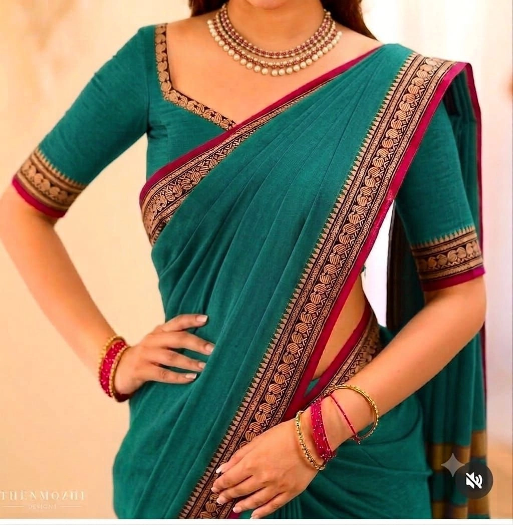 Narayanpet kaju Cotton Sarees Wirthblouse 3