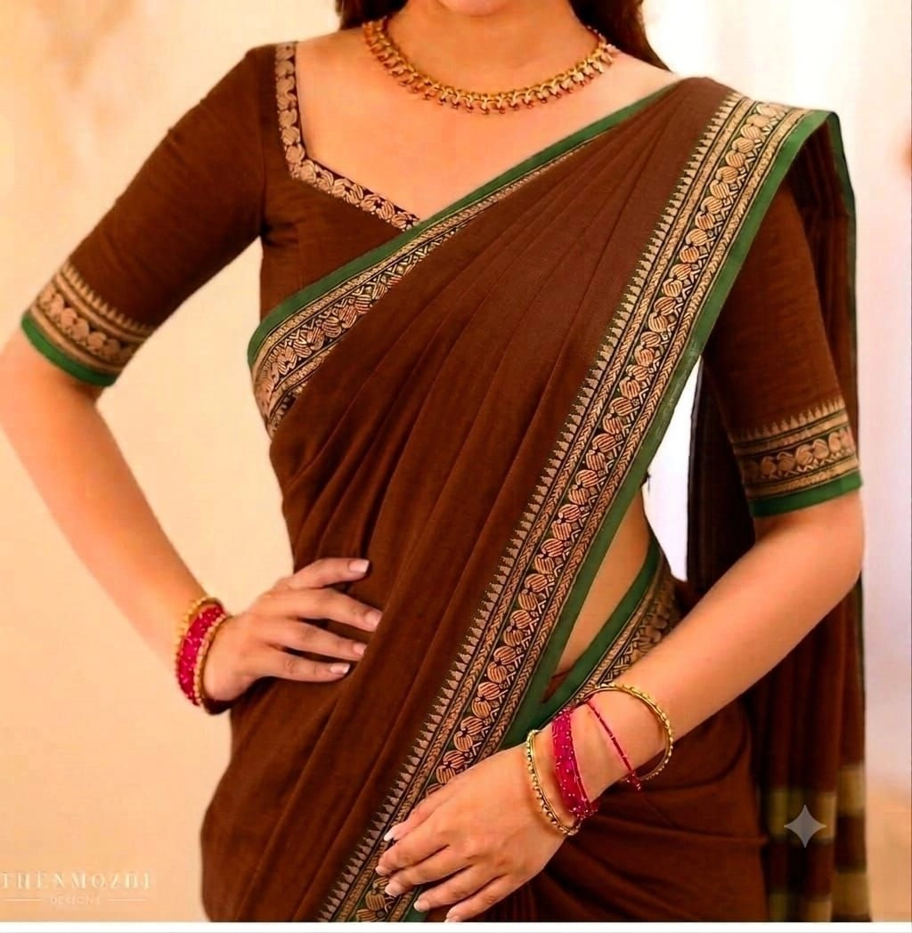 Narayanpet kaju Cotton Sarees Wirthblouse 6