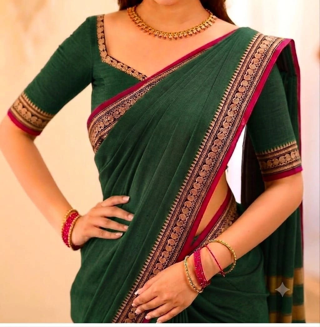 Narayanpet kaju Cotton Sarees Wirthblouse 9