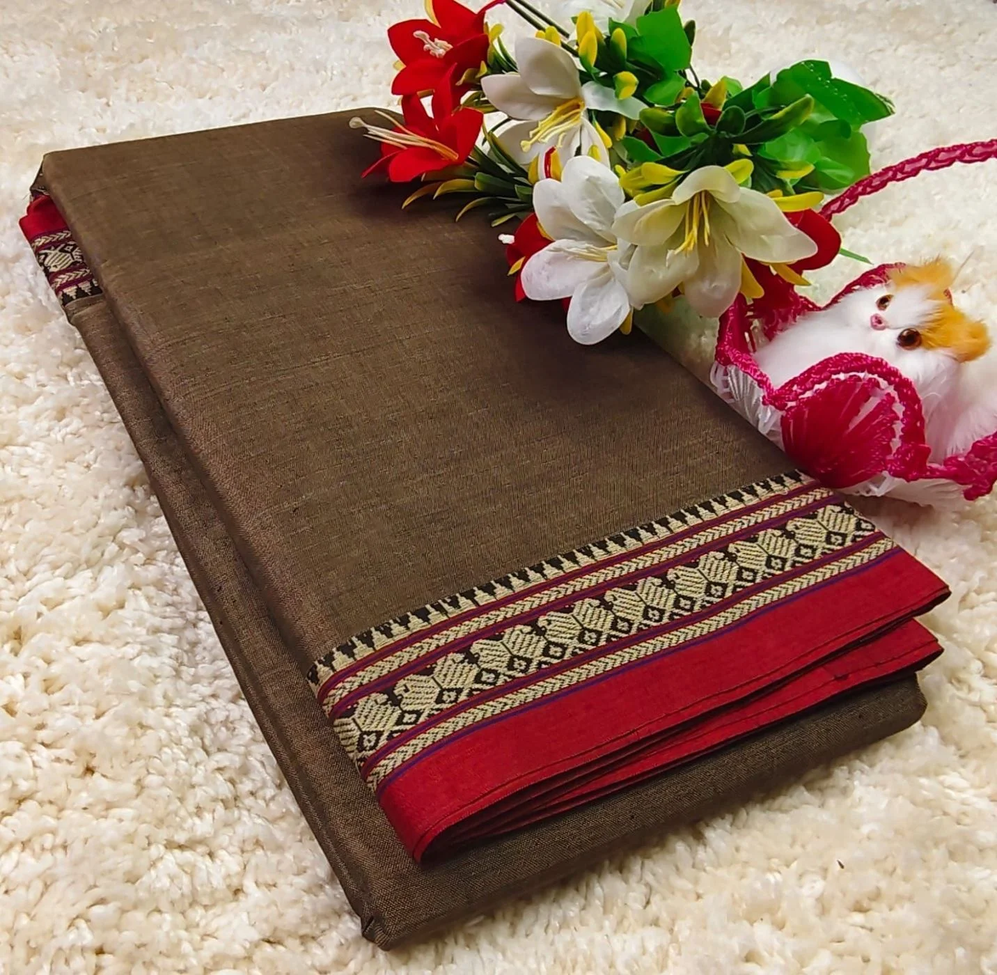 Narayanpet kaju Cotton Sarees Wirthblouse 17
