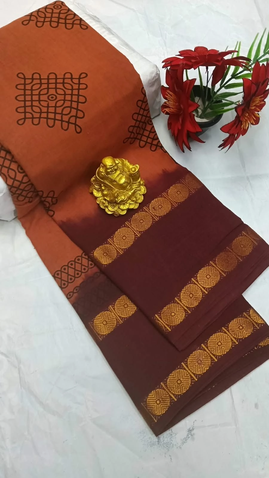 Sungudi Cotton Sarees Kolam Printed Cotton Sarees 7
