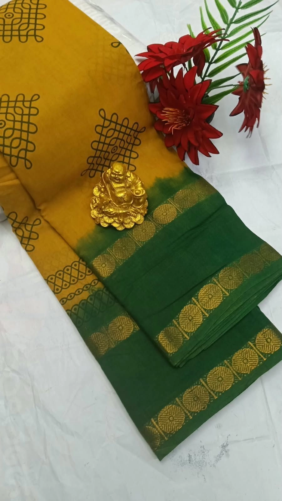 Sungudi Cotton Sarees Kolam Printed Cotton Sarees 12