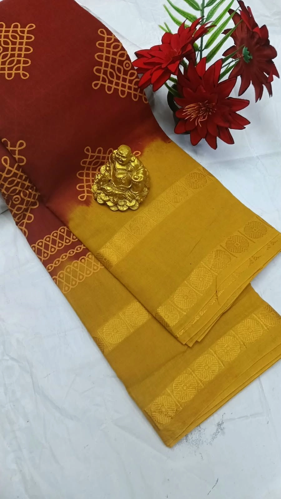 Sungudi Cotton Sarees Kolam Printed Cotton Sarees 16
