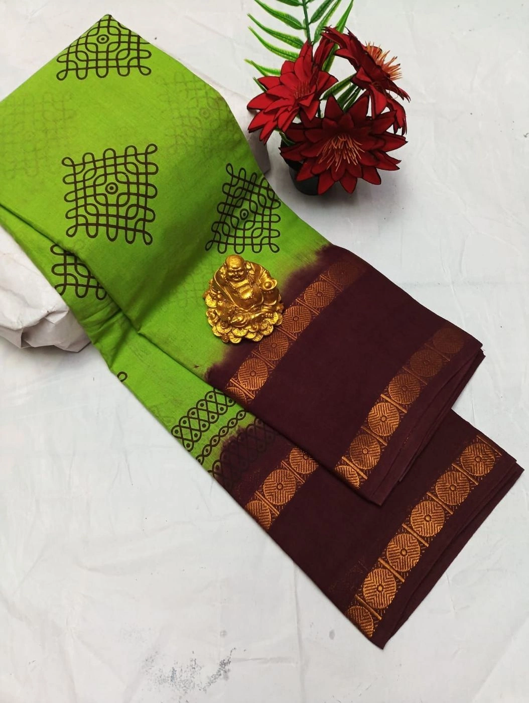 Sungudi Cotton Sarees Kolam Printed Cotton Sarees 19