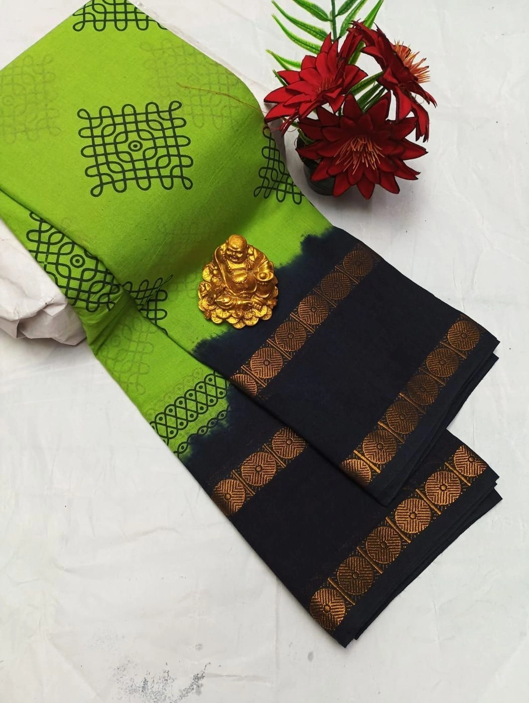 Sungudi Cotton Sarees Kolam Printed Cotton Sarees 20