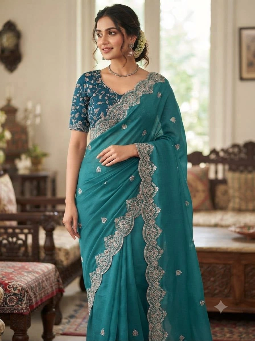🌹 *Fancy Embroidery sarees* 9