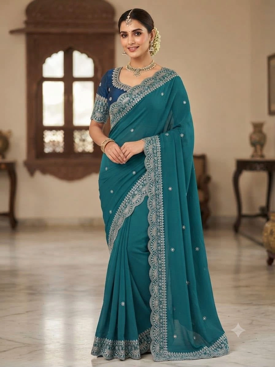 🌹 *Fancy Embroidery sarees* 11