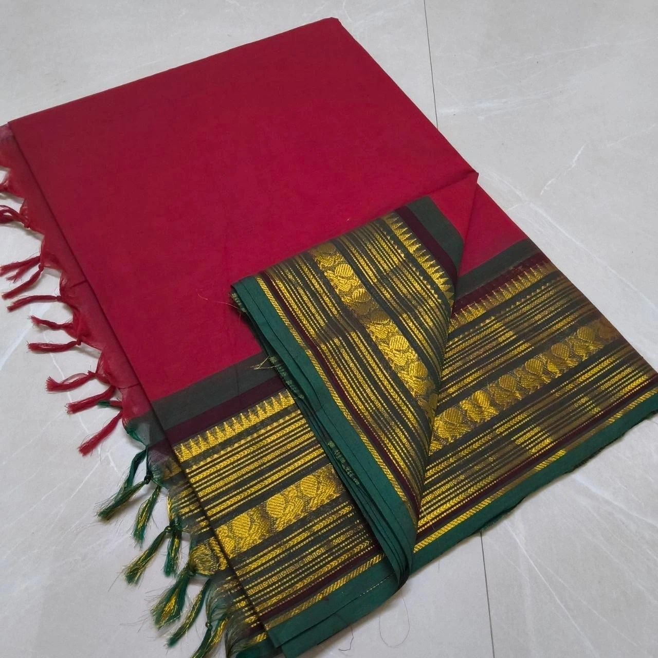 Kanchi Cotton Plain Sarees Wirthblouse 2