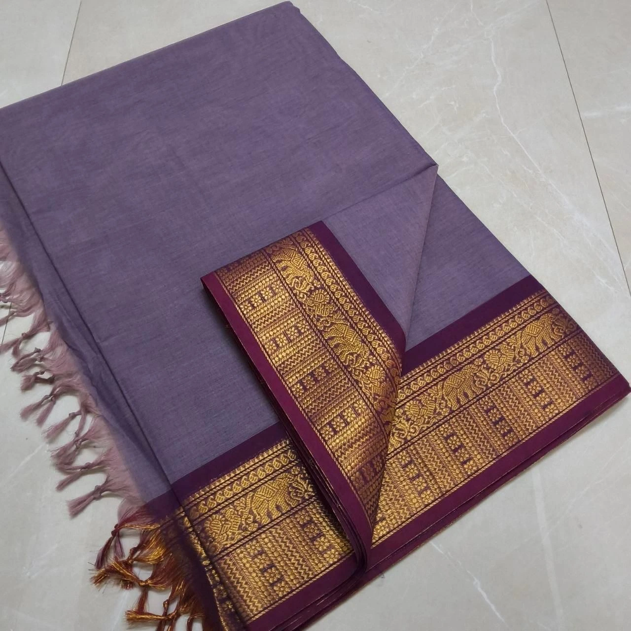 Kanchi Cotton Plain Sarees Wirthblouse 3