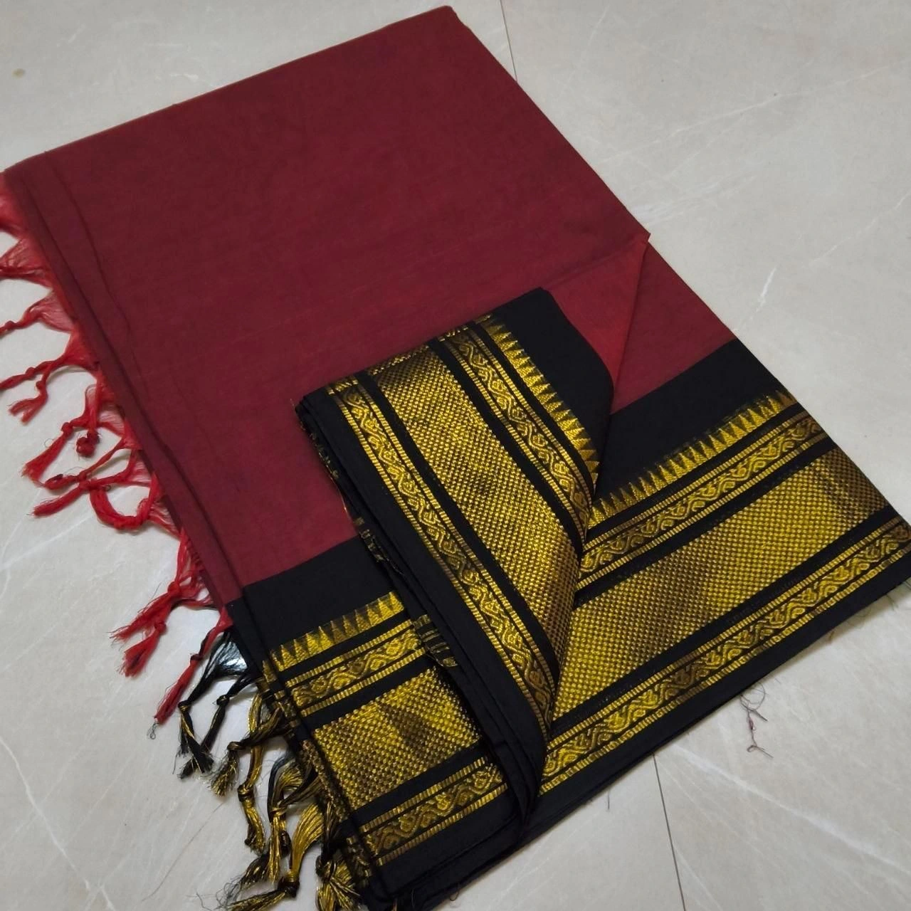 Kanchi Cotton Plain Sarees Wirthblouse 9