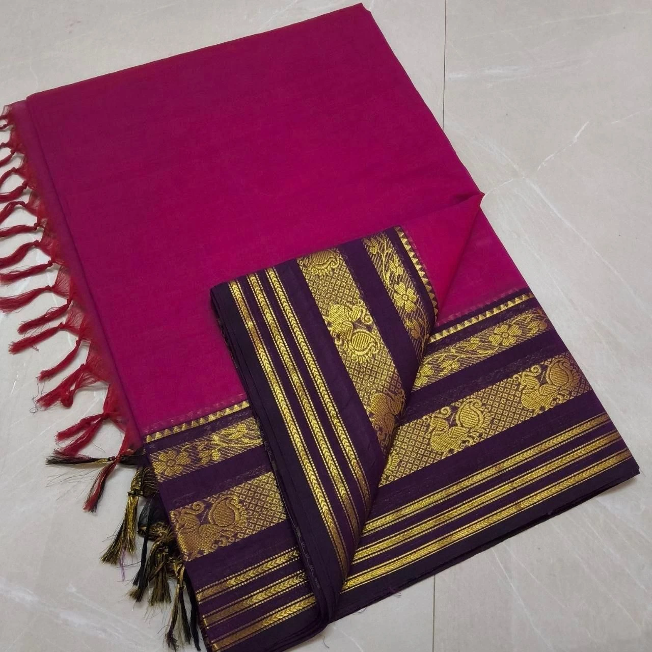 Kanchi Cotton Plain Sarees Wirthblouse 10