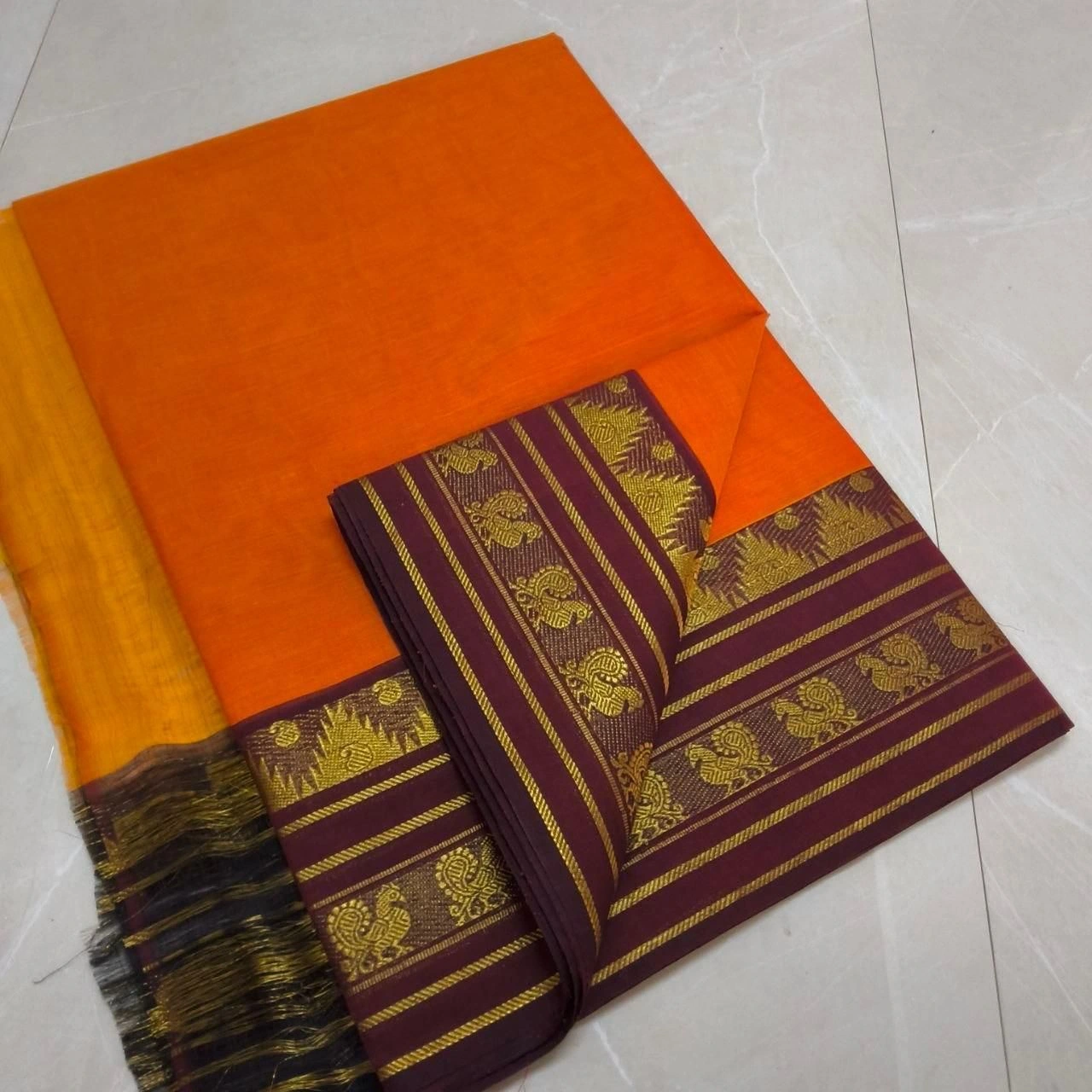 Kanchi Cotton Plain Sarees Wirthblouse 15